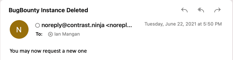 Contrast Bug Bounty instance deletion message