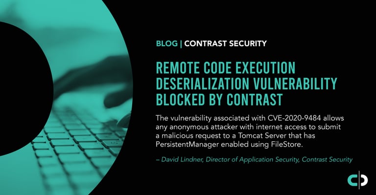 Remote Code Execution Deserialization Vulnerability Blocked by Contrast