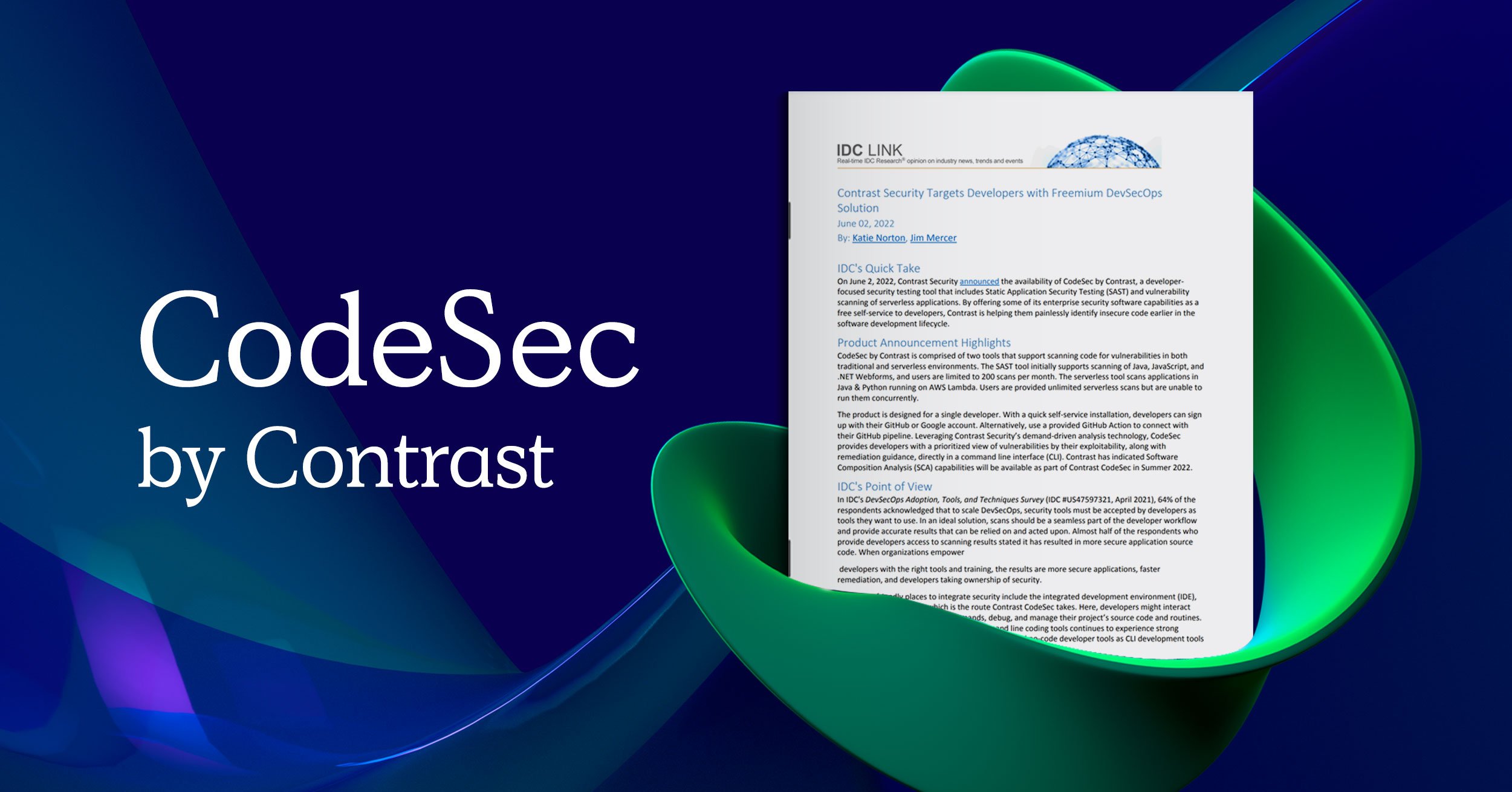 Contrast’s blazingly fast CodeSec DevSecOps tool catches IDC's eye